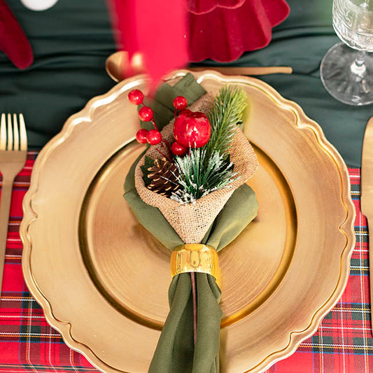 Apple Berry & Pinecone Burlap Pick Pack 3 Red (26cmH)