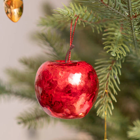 Hanging Apples Pack 4 Metallic Red (5cmD)