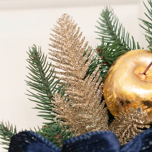 Traditional Pine Leaf Pick Pack 6 Glitter Champagne (17cmH)