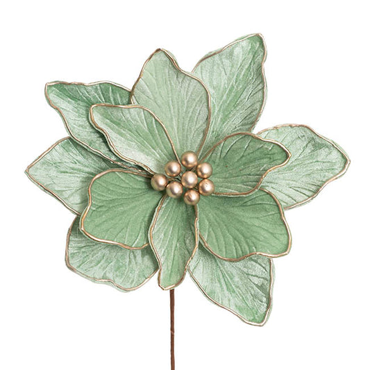 Velvet Poinsettia Stem Soft Green (30cmDx30cmH)