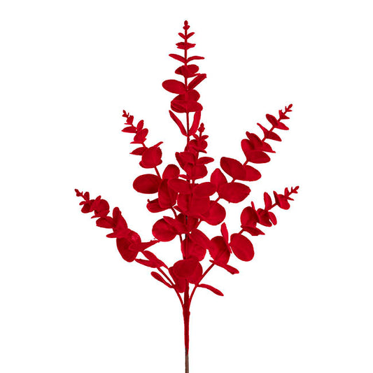 Eucalyptus Spray Flocked Red (62cmH)