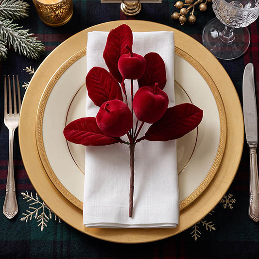 Flocked Apple Pick Dark Red (30cmH)