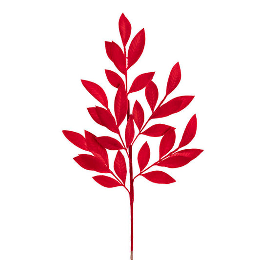Flocked Ficus Leaf Spray Dark Red (70cmH)
