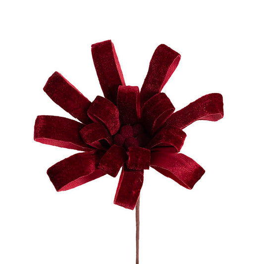 Velvet Pom Pom Bow Pick Burgundy (24cmDx30cmH)