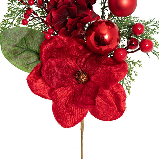Magnolia Hydrangea Berry Spray Red (61cmH)