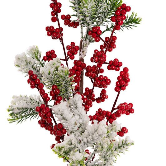 Snow Flocked Berry Spray Red (56cmH)
