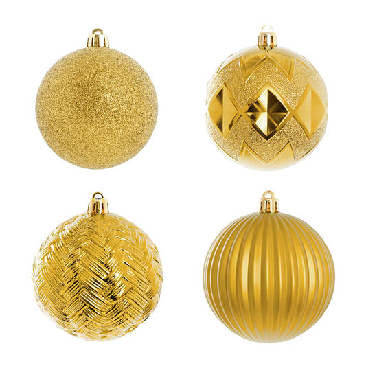 Decorative Assorted Hanging Baubles Set 24 Gold (8cmD)