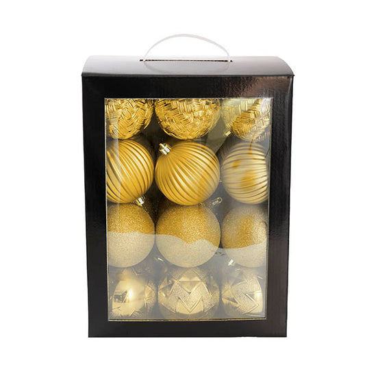 Decorative Assorted Hanging Baubles Set 24 Gold (8cmD)