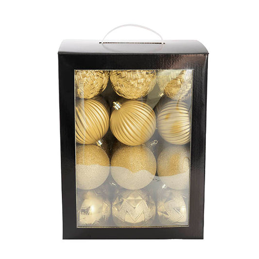 Decorative Assorted Hanging Baubles Set 24 Gold (8cmD)