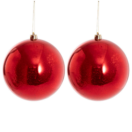 Large Hanging Baubles Pack 2 Mercury Red (20cmD)