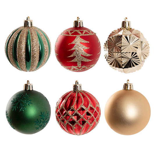 Assorted Decorative Baubles Set 36 Multi (6cmD)