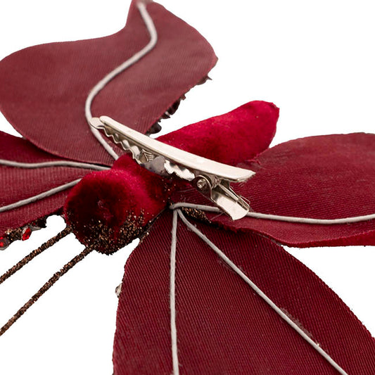 Jeweled Butterfly Clip Velvet Burgundy (16x22cm)