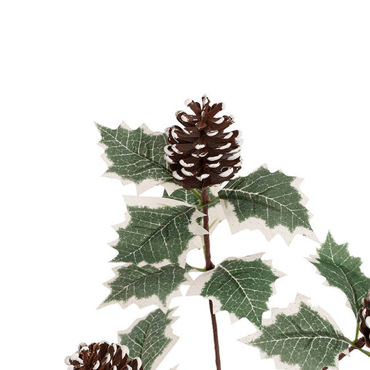 Artificial Pinecone Spray w Varigated Leaves Brown (50cmH)