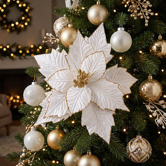 Elegant Poinsettia Stem White (45cmDx30cmH)