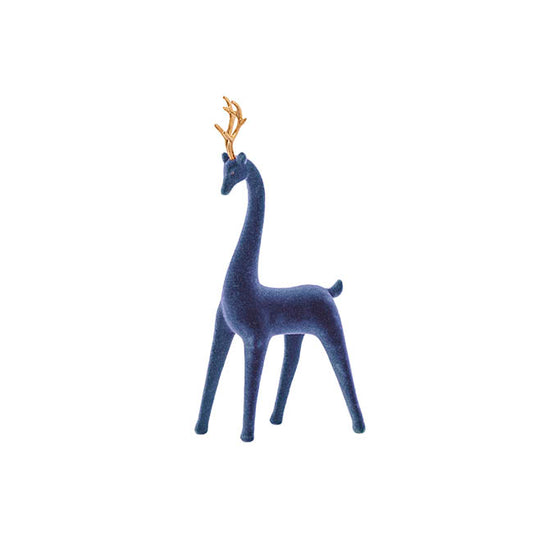 Standing Reindeer w Gold Antler Navy (35.5cmH)