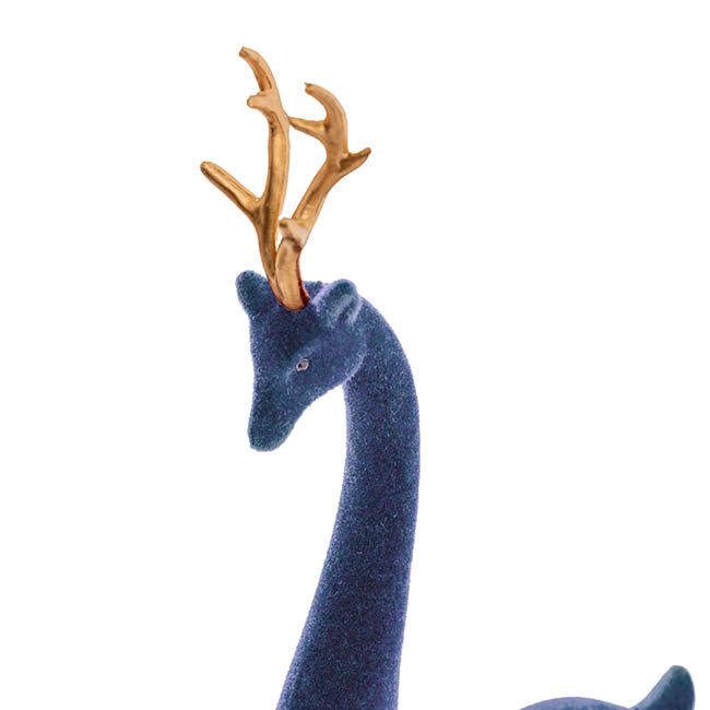Standing Reindeer w Gold Antler Navy (35.5cmH)