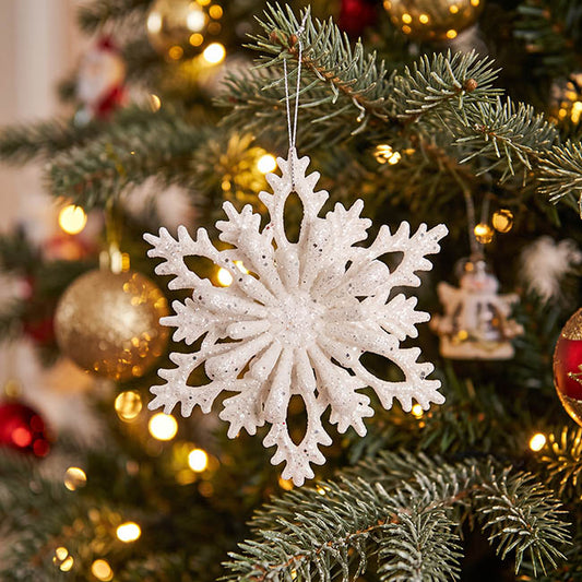 Hanging Floral Snowflake Pack 2 White (12.5cmD)