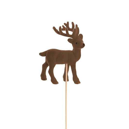 Flocked Reindeer Pick Brown (30cmH)