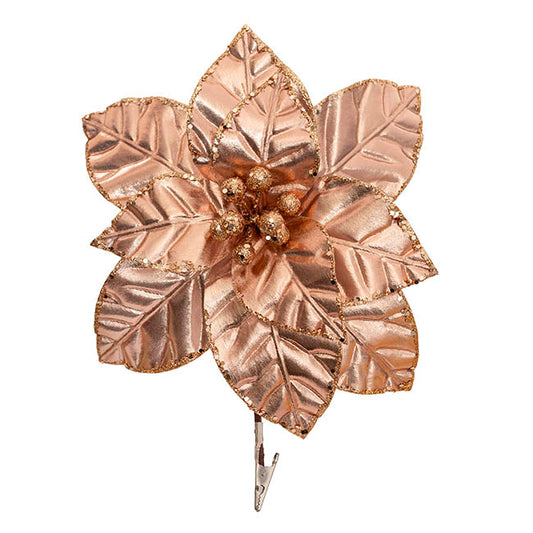 Poinsettia Flower Head Clips Pack 3 Rose Gold (30cmDx12cmH)