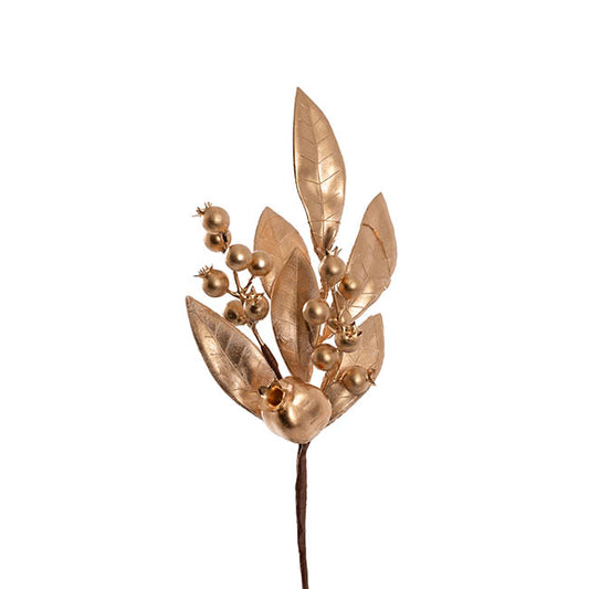 Pomegranate Berry Leaf Pick Gold (30cmH)