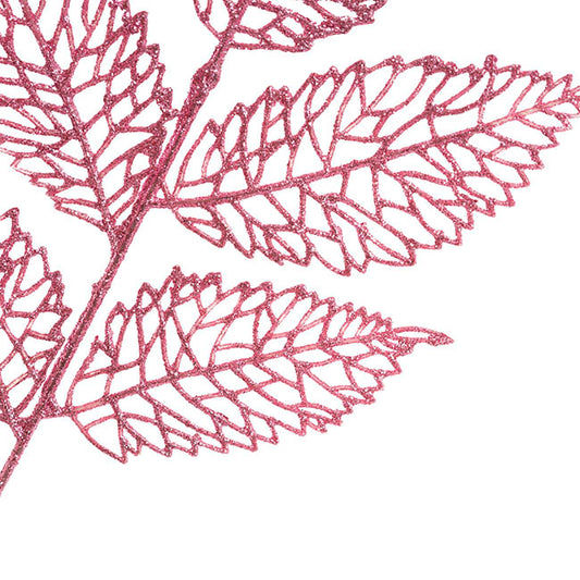 Artificial Glitter Leaf Spray Pink (76cmH)