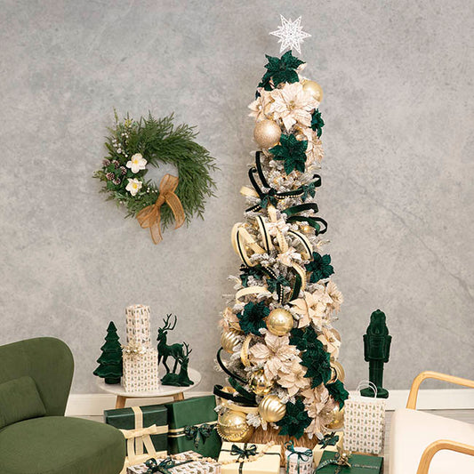 Shape Easy Snow Pine Narrow LED Tree White (76x230cmH)