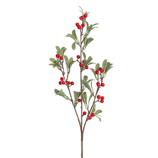 Mistletoe Spray w Red Berries Green (84cmH)