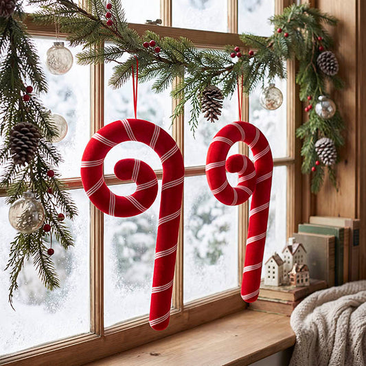 Large Hanging Swirly Candy Cane Red (18.5x4x39.5cmH)