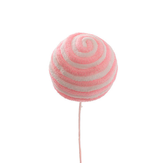 Striped 3 Ball Pick w Bow Soft Pink (34cmH)