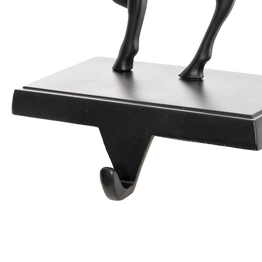 Reindeer Metal Stocking Holder Hook Matte Black (18.5cmH)