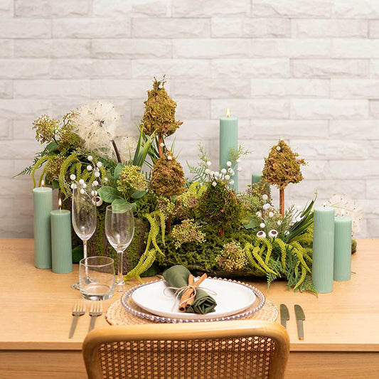 Artificial Moss Arrangement Display Piece Green (18cmx49cmL)