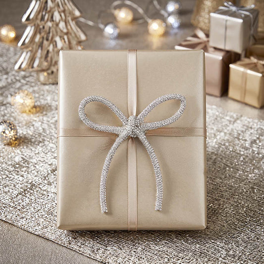Decorative Diamante Jewel Bow Pack 6 Silver (9.5x11cm)
