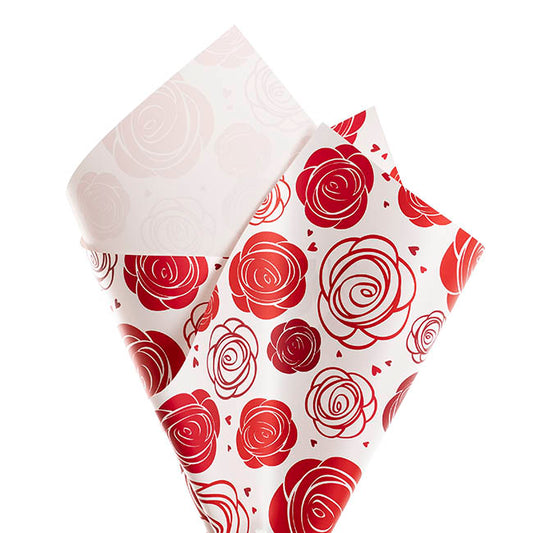 Cello Regal Pro 65mic Red Roses Galore White Pk100 (50x70cm)