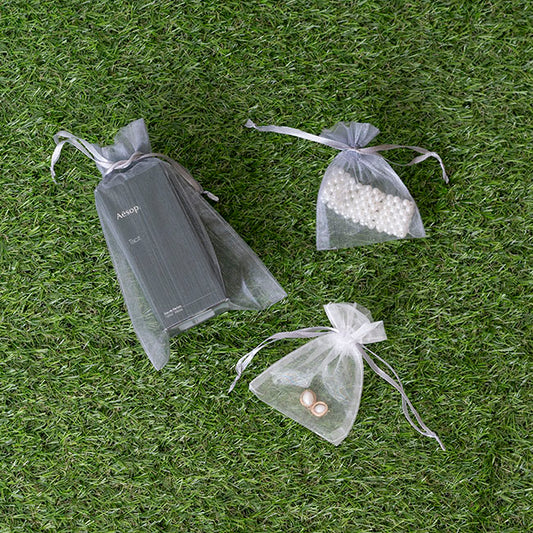Organza Gift Bomboniere Bag Small Silver Pack 10 (7.5x10cmH)