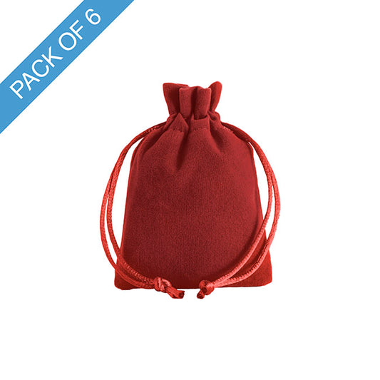 Velvet Gift Bag Small Pack 6 Red (7.5x10cmH)