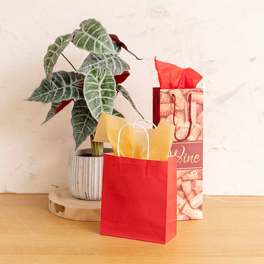 Kraft Paper Bag Shopper Small Red Pk10 (180Wx85Gx215mmH)