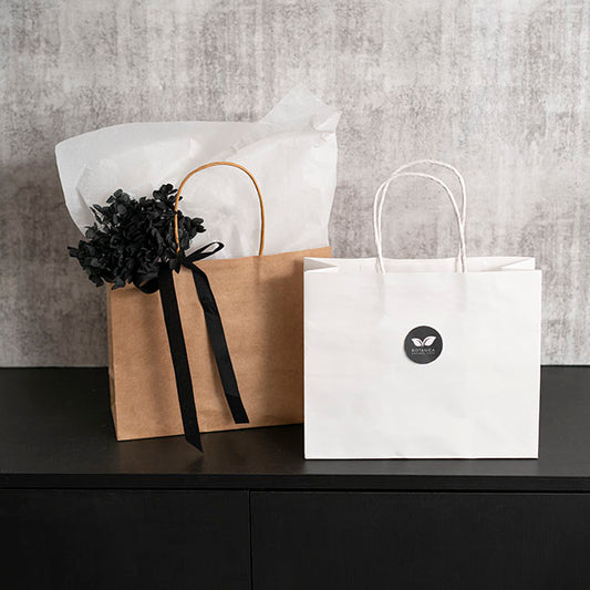 Kraft Paper Bag Boutique Med White Pk10 (220Wx80Gx180mmH)