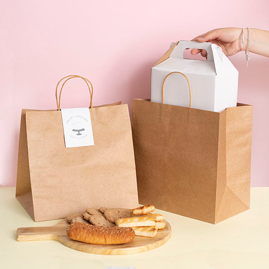 Kraft Paper Bag Takeaway Med Brown Pk10 (305Wx175Gx305mmH)