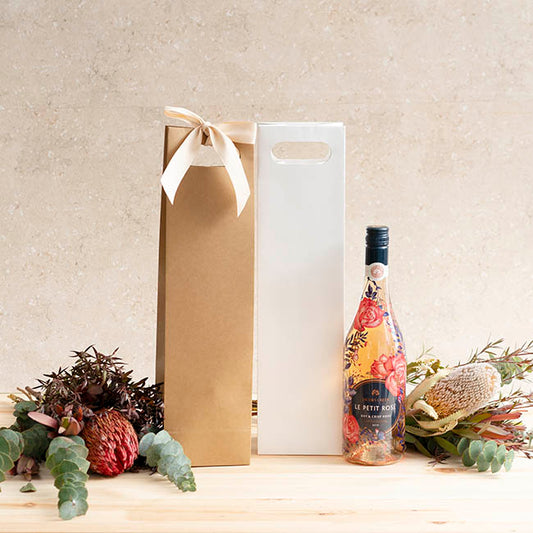 Wine Bag Single Bottle Kraft Pack 5 White (11Wx9Gx42cmH)