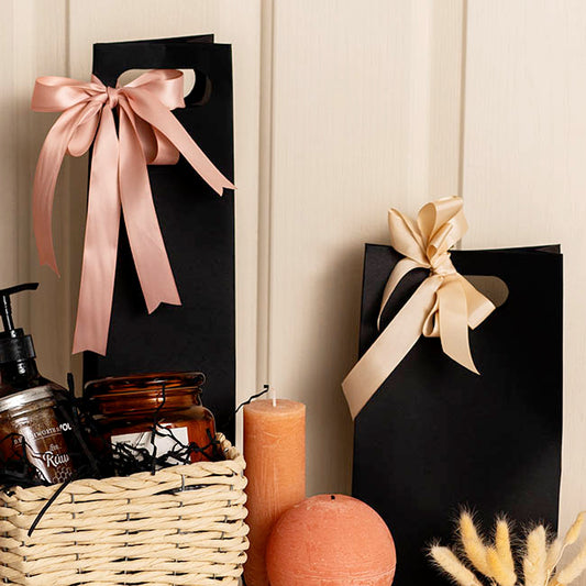 Two Bottle Kraft Wine Bag Pack 5 Black (17Wx9Gx42cmH)