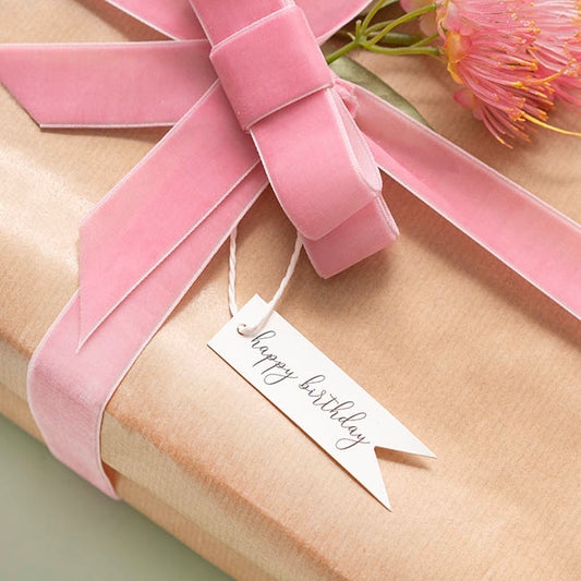 Hanging Gift Tags Happy Birthday Flag White Pk20 (7Lx2W)cm)