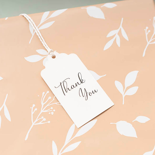 Hanging Gift Tags Scallop Thank You White Pack 20 (9Lx5W)cm)