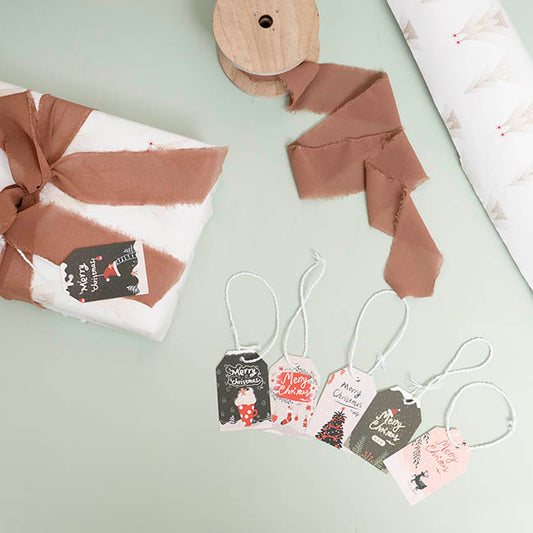 Christmas Gift Tags 6 Contemporary Designs Pk48 (5x8cmH)