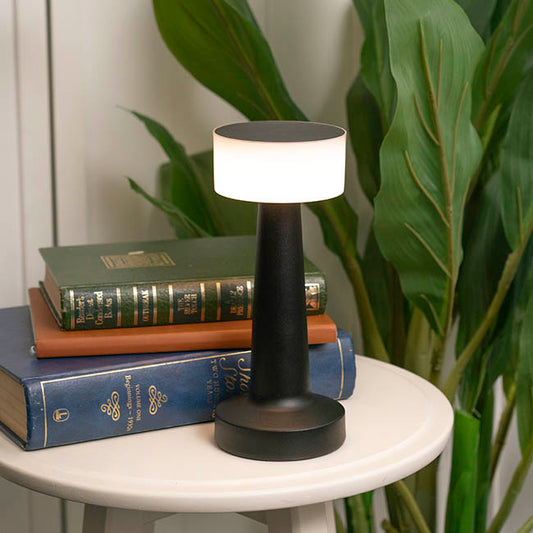 Cordless Designer LED Table Lamp Matte Black (21cmH)