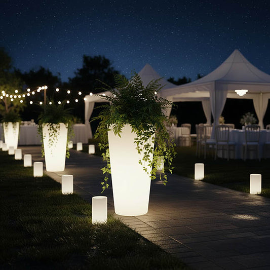 LED Glow Planter Pot Cylinder White (38cmDx90cmH)