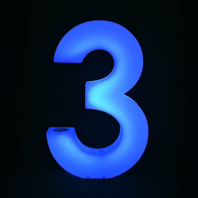 LED Glow Number 3 Large Remote White (52x10x80cmH) – Koch & Co Pty Ltd