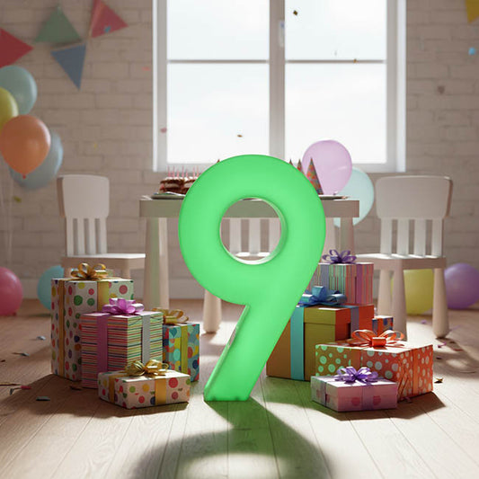 LED Glow Number 9 Large Remote (46.8x10x80cmH)