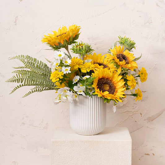 Ceramic Cyprus Vase Matte White (14DX15cmH) with flowers