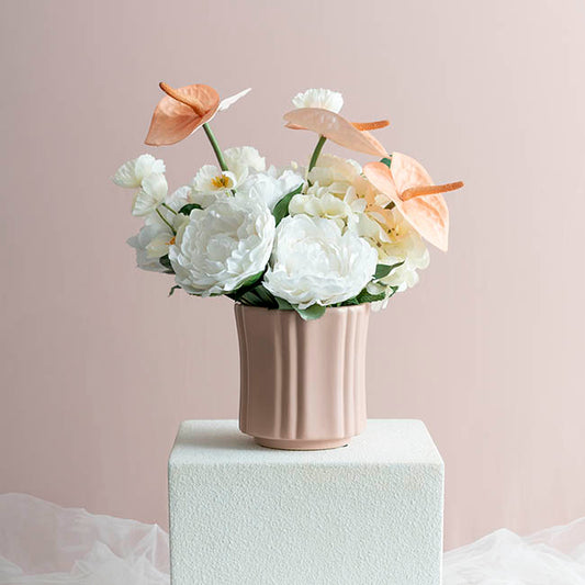 Ceramic Florence Vase Matte Pink (15Dx15cmH)