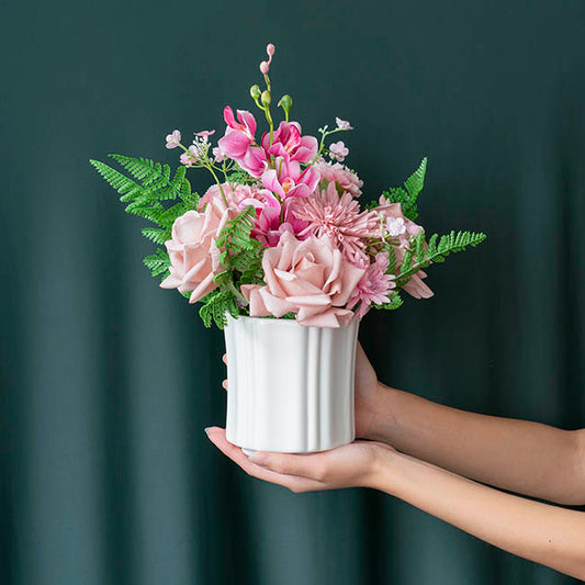 Ceramic Florence Vase Matte White (12Dx12.5cmH)